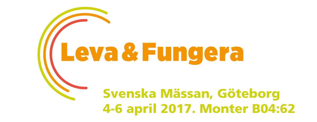 Logotype för mässan Leva och Fungera samt informationstext.