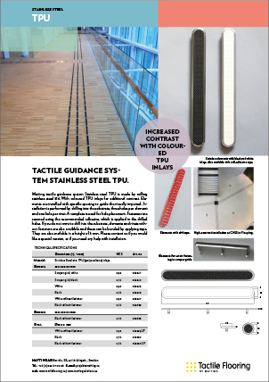 Tactile Flooring by Matting - ledstråk av rostfritt stål TPU