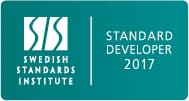 Logotype för SIS, Swedish Standards Institute. Standard Developer 2017